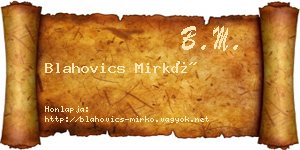 Blahovics Mirkó névjegykártya
